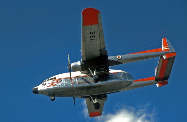 FAIRCHILD (1) Flying Boxcar (22132) - January 1965, Winnipeg, Manitoba. RCAF Fairchild C-119 Flying Boxcar, tail # 22132 on short final.