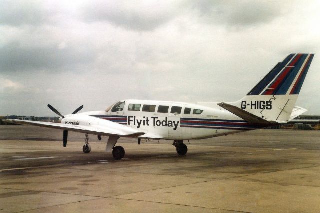 Cessna 404 Titan (G-HIGS) - Seen here in Jul-84.br /br /Reregistered G-ZAPB 2-Jun-89,br /then N80BS 12-Nov-92.