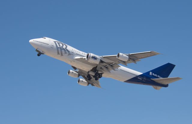 Boeing 747-400 (N787RR) - 04/14/2016 Takeoff Tucson Az. New Trent 1000 engine