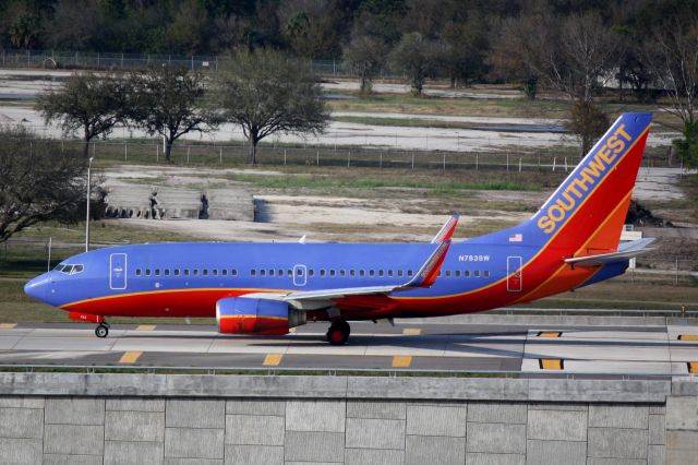 BOEING 737-300 (N783SW) - Southwest Flight 611 (N783SW) taxis for departure at Tampa International Airport prior to a flight to Nashville International Airport