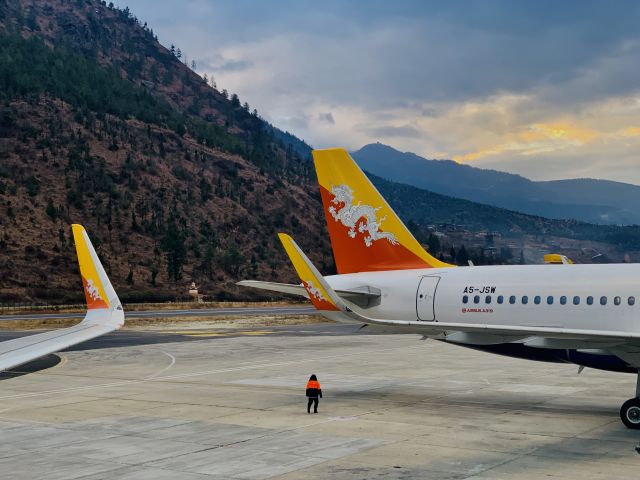 Airbus A319 (A5-JSW) - JSW dedicated to the great Fourth King of Bhutan, Jigme Singye Wangchuck. 