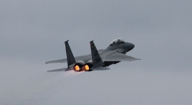 McDonnell Douglas F-15 Eagle — - F-15 from Louisiana Air Guard,stationed at Naval Air Station Joint Reserve Base, New Orleans taking off to the North at KAEX. December 2014