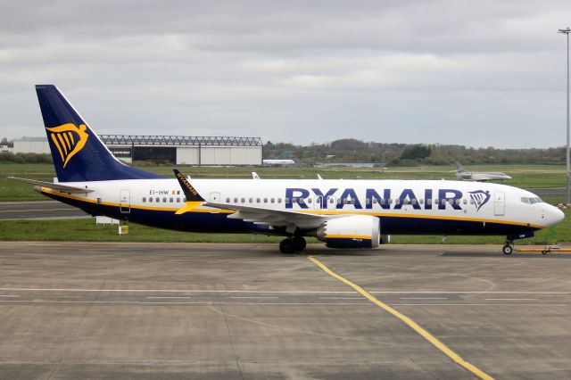 Boeing 737 MAX 8 (EI-IHW) - Pushing back from Stand 32 on 18-Apr-24 operating flight RYR1322 to LEAL.