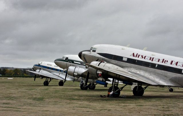 Douglas DC-3 (ZK-JGB) - 3x flying examples on the ground, Classic Fighters 2015.br /From  NZ Civil Aircraft Blog:br /Starting in the US Military as Bu4703, then down to Colombia. Back to the States as N1699M followed by a time as N69D before returning to N1699M. br /N234Z was its next registration followed by HZ-TA3 - then back to N234Z. br /South Africa was next as ZS-MRU, then Iceland and TF-AVN and in 2011 it became N451ZS.