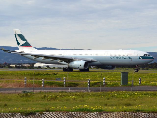 Airbus A330-300 (B-LAJ) - On taxi-way heading for take off on runway 05, for flight home to Hong Kong via Melbourne. Thursday 12th July 2012.