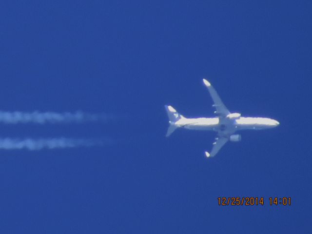 Boeing 737-800 (N564AS) - Alaskan Airlines flight 38 from SEA to FLL over Southeastern Kansas at 35,000 feet.