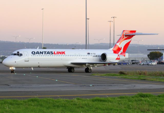 Boeing 717-200 (VH-YQX) - Taxiing to its parking area after completing its delivery flight from Norwich.