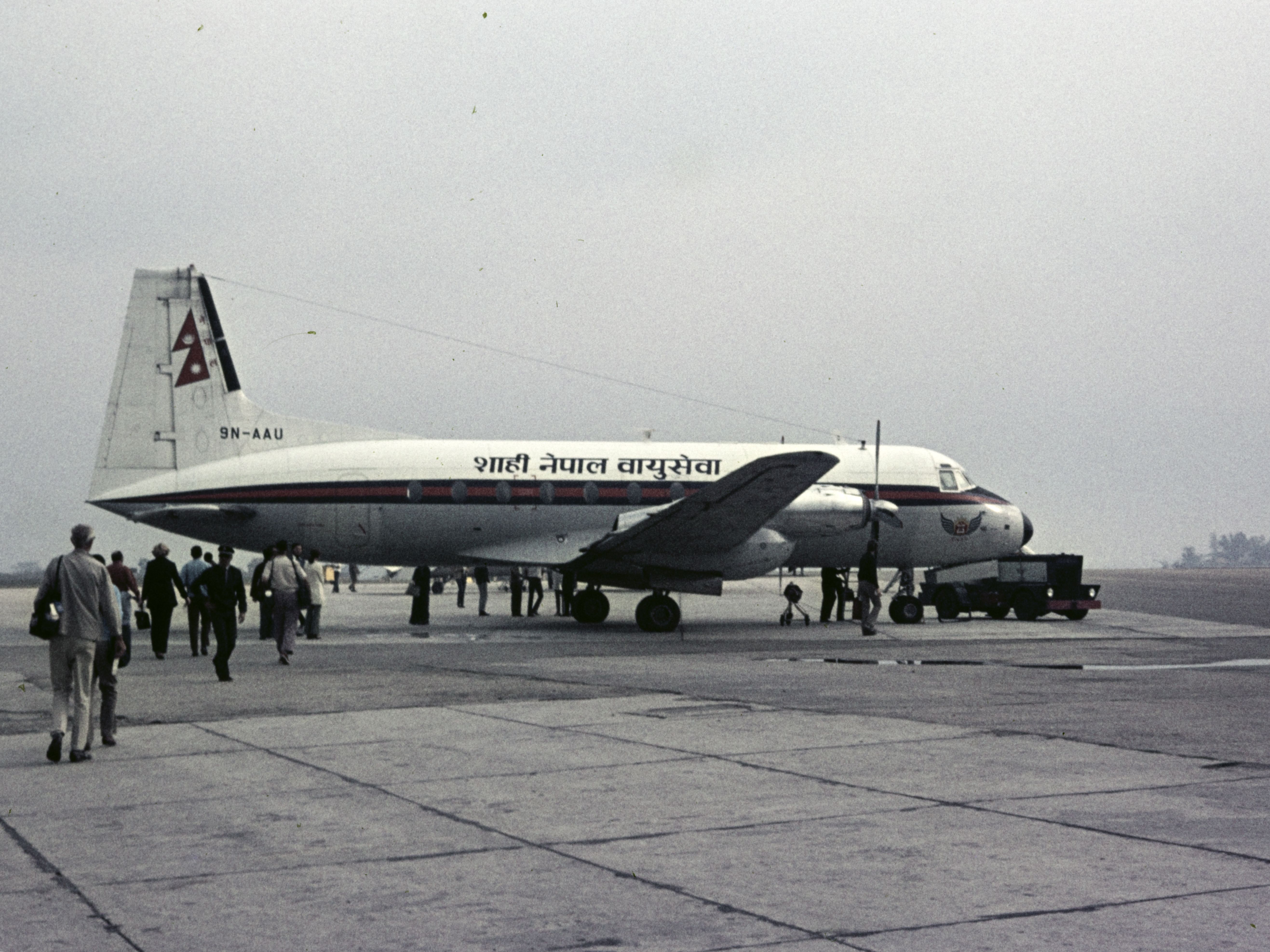 Hawker Siddeley HS-748 (9N-AAU) - Photo taken in the early 1970's by my dad. Aircraft used for sightseeing flights around the Mt. Everest. 