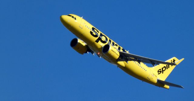 Airbus A320neo (N933NK) - Shortly after departure is this 2020 Spirit Airlines Airbus 320-271N in the Winter of 2022.