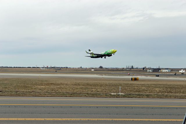 Boeing 737-700 (N607AS) - XN Air Terminal Crossing of 03/25, Dont normally see special paint schemes at Spokane. Portland Timbers Logo Jet.