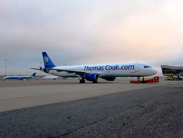 Airbus A321 (OY-VKT) - Pushing back for an early morning departure