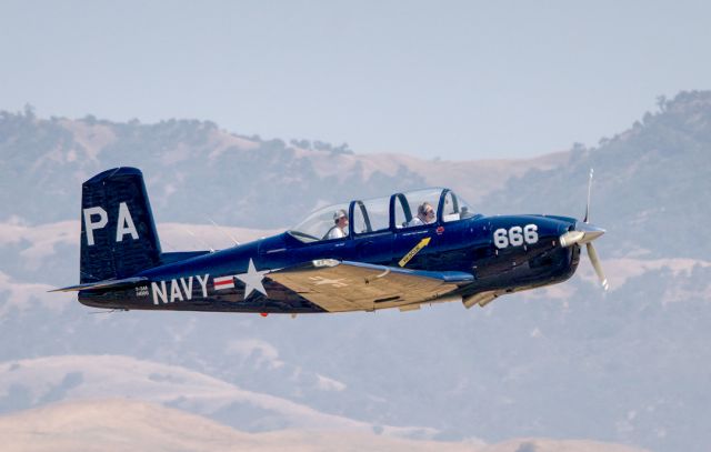 Beechcraft Mentor (N666) - Beech A45 / T34A Mentor departs Livermore Municipal Airport (CA). June 2021