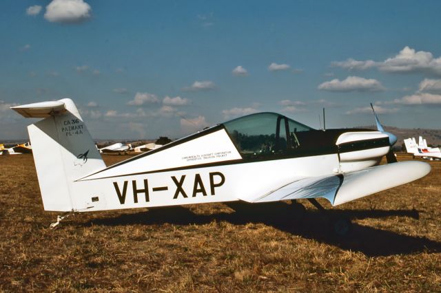VH-XAP — - PAZMANY PL-4A (CAC CA-36) - REG : VH-XAP (CN V59) - MANGALORE AIRPORT VIC. AUSTRALIA - YMNG (17/4/1987)