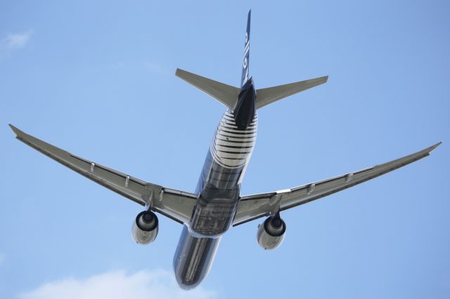 Boeing 777-200 — - "ANZ B777 All Black", departs from London Heathrow.