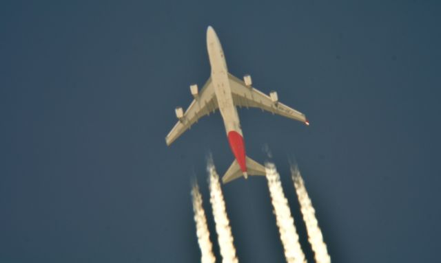 Boeing 747-400 (VH-OEJ) - QANTAS AIRWAYS 11 Los Angeles Intl to John F Kennedy Intl over Cleveland 40,000 ft. 03-12-15.