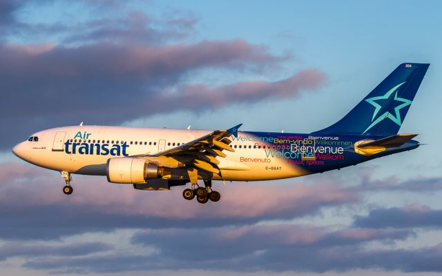 Airbus A310 (C-GSAT) - Air Transat 472 arrives from Barcelona via Montreal, short finals for runway 06Lbr /April 8th 2018