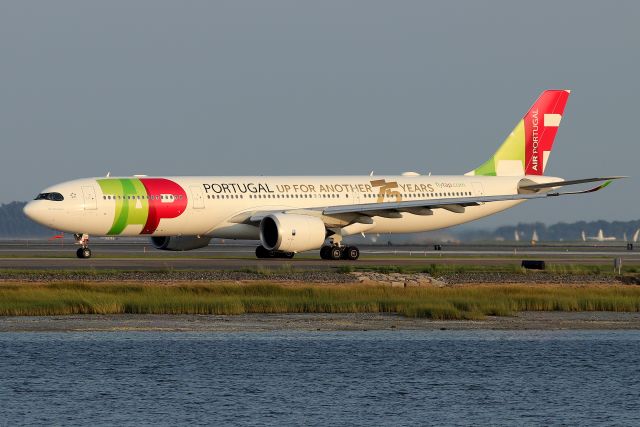 Airbus A330-900 (CS-TUD) - 'Air Portugal 218' with Up For Another 75 Years titles departing back to Lisbon