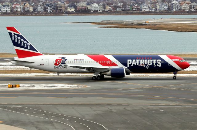 BOEING 767-300 (N36NE) - 'Eastern 7751' taxiing for departure to Tampa. Charter flight to Superbowl  LV carrying 75 healthcare workers from the New England area