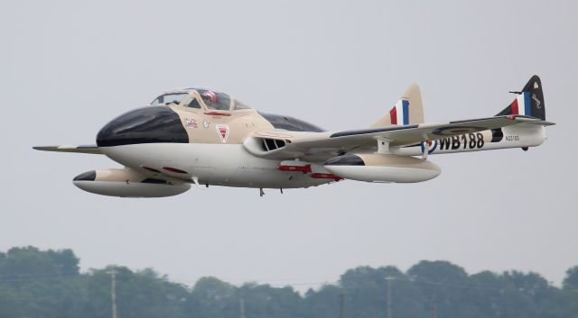 F+W EMMEN Vampire (N23105) - A 1959 model De Havilland DH-115 Vampire on a high speed pass during the 2023 North Alabama Airfest at Pryor Field Regional Airport, Decatur, AL - June 10, 2023.