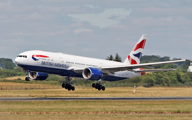 Boeing 777-200 (G-YMMO) - british airways b777-236er g-ymmo dep shannon after wifi fitting 13/7/18.