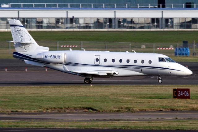 IAI Gulfstream G200 (M-SBUR) - Departing rwy 24 on 7-Sep-18 returning to UUWW after a four-night visit.