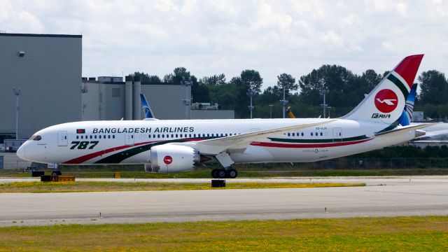 Boeing 787-8 (S2-AJV) - BOE956 taxis to the Boeing North ramp on return from KPDX on 7.14.19. (ln 881 / cn 40125).