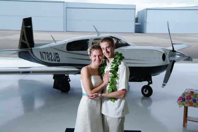 Mooney M-20 Turbo — - Wedding photos in front of N782JB. Thanks again Jon for letting us borrow the plane.