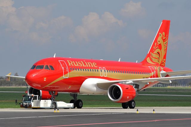 Airbus A319 (VP-BDY) - Probably the first Airbus A319 with RusLine livery - first view shortly after push back from paintline.