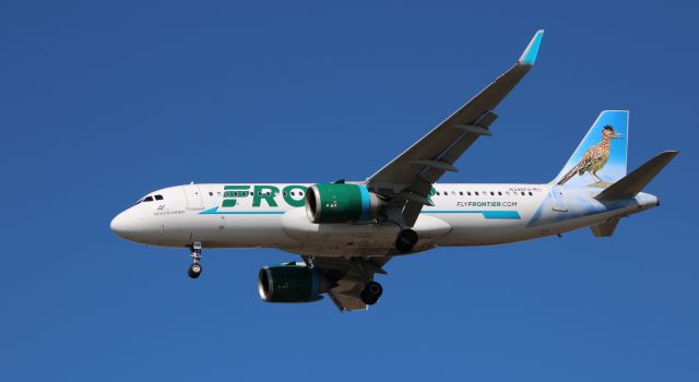 Airbus A320 (N346FR) - On final is this 2019 Frontier Airbus A320 "AL" the Roadrunner in the Winter of 2020.