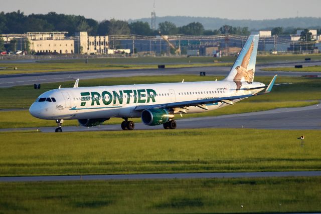 Airbus A321 (N710FR) - Golden Hour. Getting ready to take 23-L for departure. 05-26-21