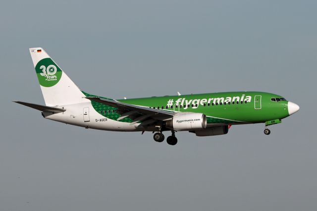 Boeing 737-700 (D-AGER) - Wearing the 30th anniversary colours, GMI356 arrives from London Gatwick before continuing to Tromso. 