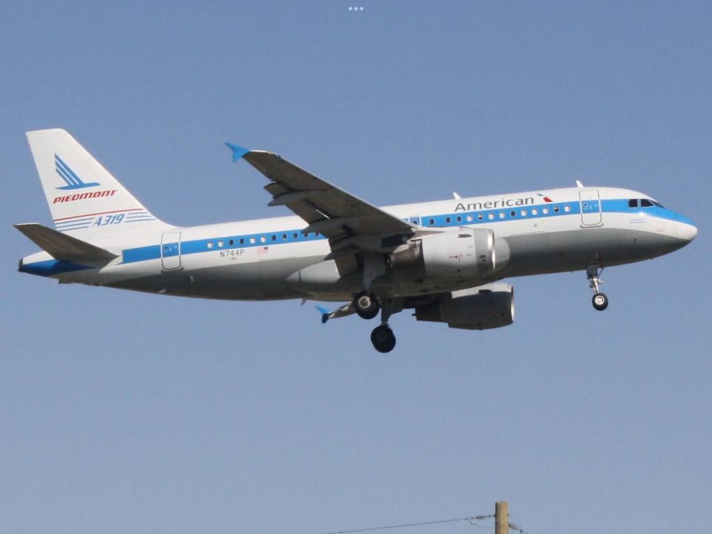 Airbus A319 (N744P) - American piedmont special livery landing on 17R