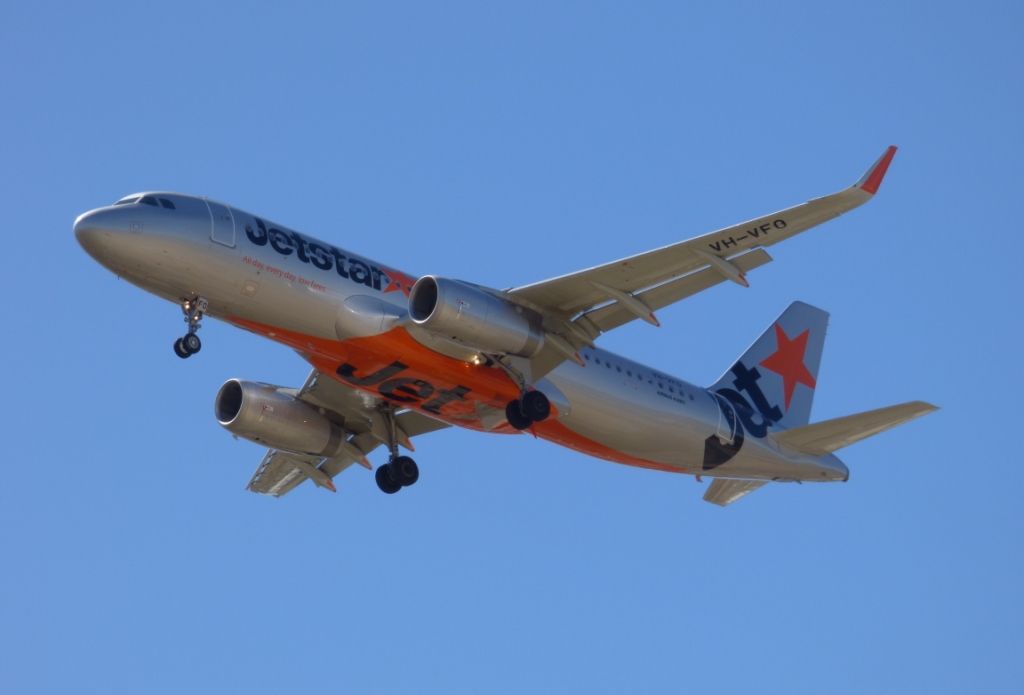 Airbus A320 (VH-VFO) - One of the Sharklet fitted A320s.