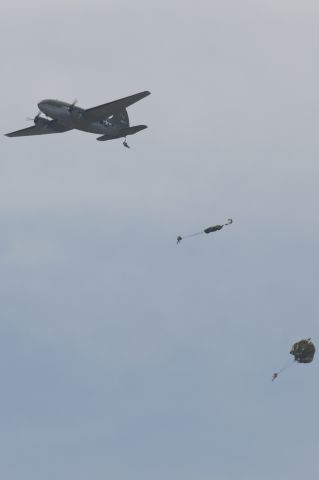 CURTISS Commando (N78774) - C-46 Commando Tinker Belle WWII parachute drop at Warbirds over the Beach in Virginia Beach, VA on Saturday, 16 May 2015.