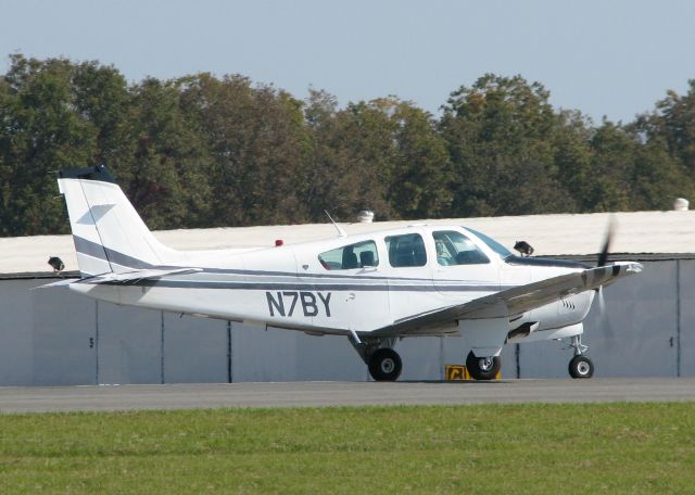 Beechcraft Bonanza (36) (N7BY) - Rolling for take off at the Shreveport Downtown airport.