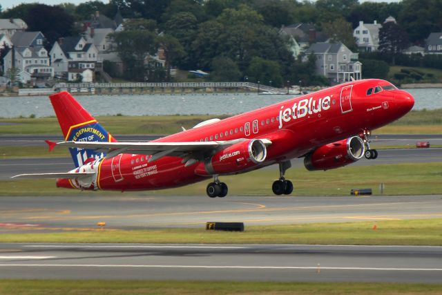 Airbus A320 (N615JB) - Blue Bravest departing for Tampa on 22L