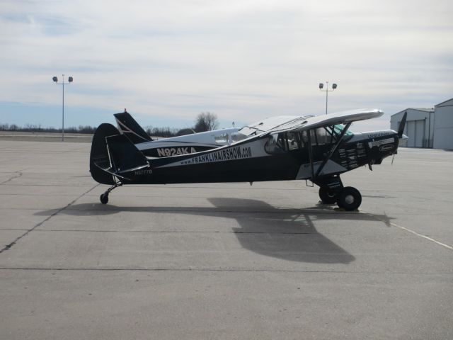 Piper L-21 Super Cub (N6777B) - N6777B,a 1956 Piper PA18A Super Cub parked in Joplin on 18 JAN 2015.