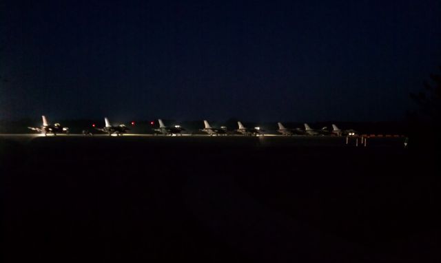 Lockheed F-16 Fighting Falcon — - Night view of flightline