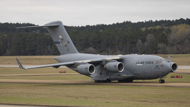 Boeing Globemaster III (02-1112) - "Spirit of the Mississippi Minutemen" departing Jackson as BLUES21 Heavy for Camp Shelby.