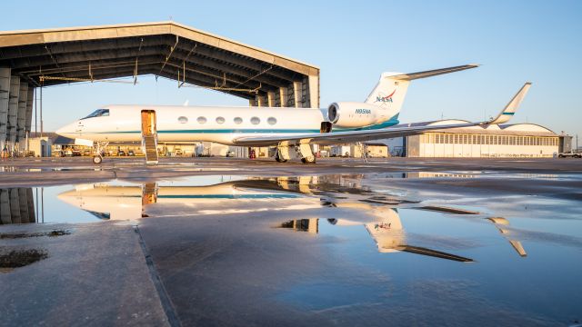 Gulfstream Aerospace Gulfstream V (N95NA) - NASA's GV, N95NA, soaks up the morning sun and reflects on things at Ellington Field in March 2022