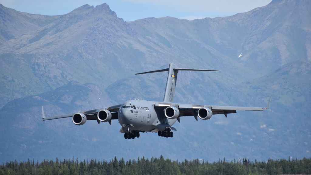 Boeing Globemaster III — - C-17 approaching runway 24 at Joint Base Elmendorf-Richardson (JBER) during Arctic Thunder Open House, July 29, 2022.