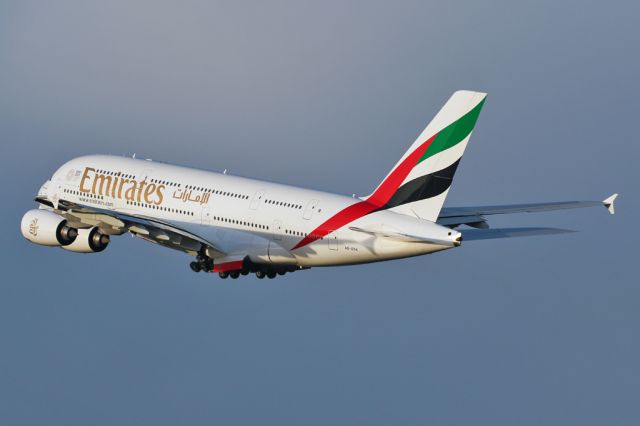 Airbus A380-800 (A6-EOX) - THe morning flight EK22 departs to Dubai