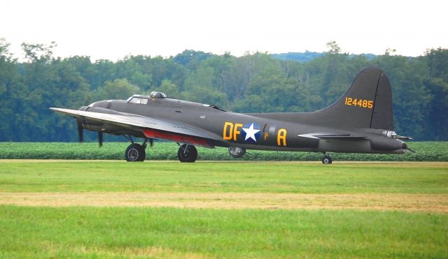 Boeing B-17 Flying Fortress (N3783G) - The B-17 "The Movie Memphis Bell" on landing roll out at Geneseo, NY. It is Friday, July 13th. Arrivals day.