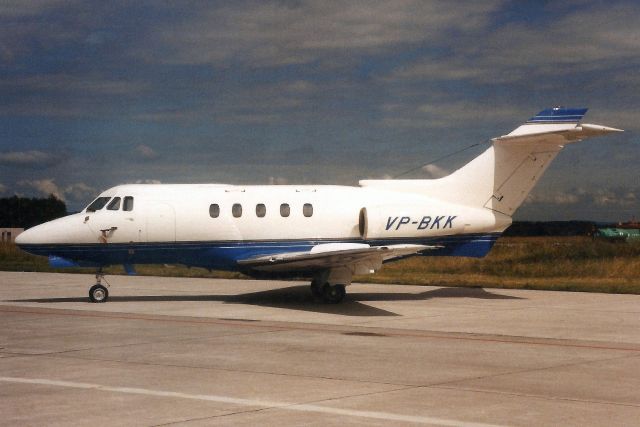 Hawker Siddeley HS-125-400 (VP-BKK) - Seen here on 28-Jun-97.br /br /Damaged beyond repair 14-Feb-14 at EGHH.br /Used as a testbed with Tudor Scan Tech at St-Imier, Switzerland.