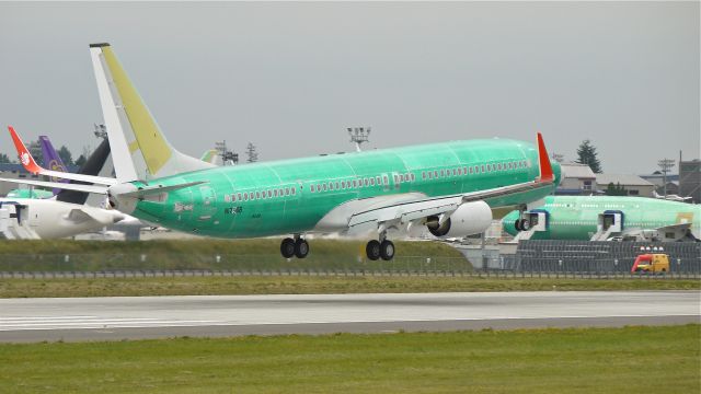 Boeing 737-900 (N1796B) - BOE522 (LN:4140) on short final to runway 16R for a touch/go landing during its maiden flight on 7/30/12. The aircraft is a B737-9GP(ER)(WL) c/n 38723 and will carry registration #PK-LKF.