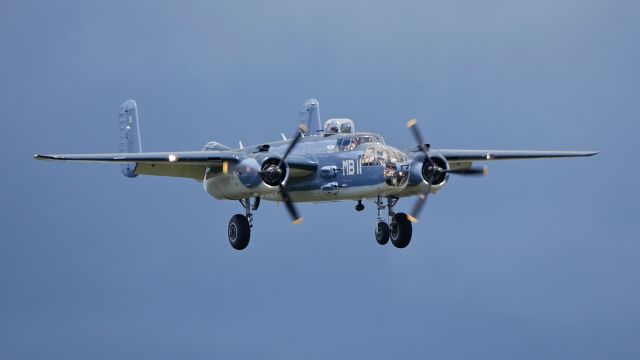 North American TB-25 Mitchell (N5865V) - CAFs B-25J-30 (PBJ) / SN: 44-30988 / "Semper Fi" / from KCMA on final to Rwy 16R on 7.20.17. The aircraft is at KPAE for FHCs Skyfair to be held Saturday 7.22.17.