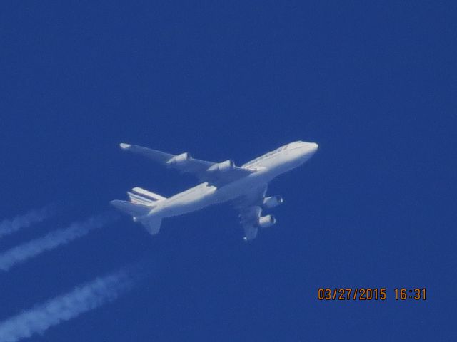 Boeing 747-400 (F-GITD) - Air France flight 438 from Paris to Mexico City over Southeastern Kansas at 34,000 feet.