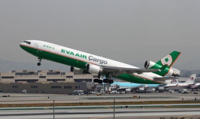 Boeing MD-11 (B-16111) - Eva Air Cargo MD-11F taking off from Los Angeles International Airport