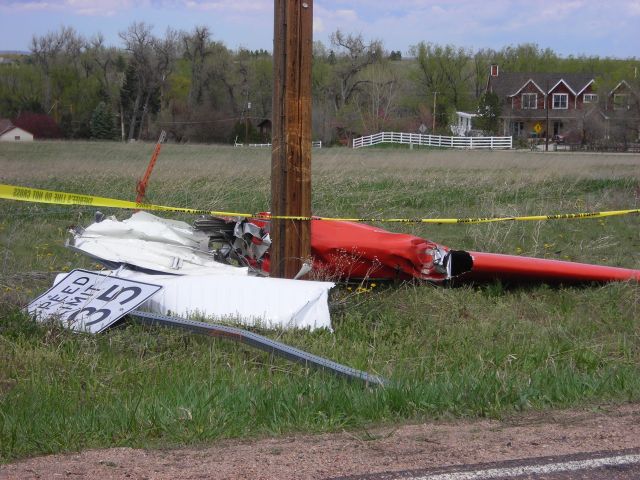 Beechcraft 35 Bonanza (N8SM) - wing removed from aircraft during accident