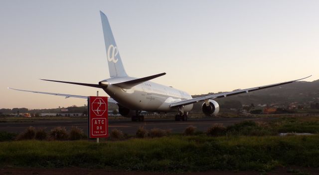 Boeing 787-8 (EC-ODI) - Salida al atardecer del Dreamliner.